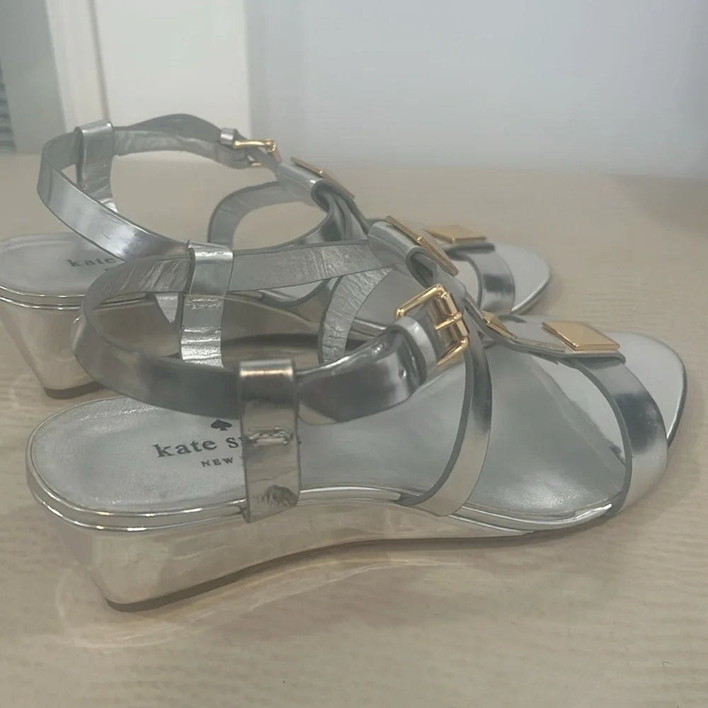 Kate Spade New York Silver Sandals with Gold Accents - Picture 6 of 13